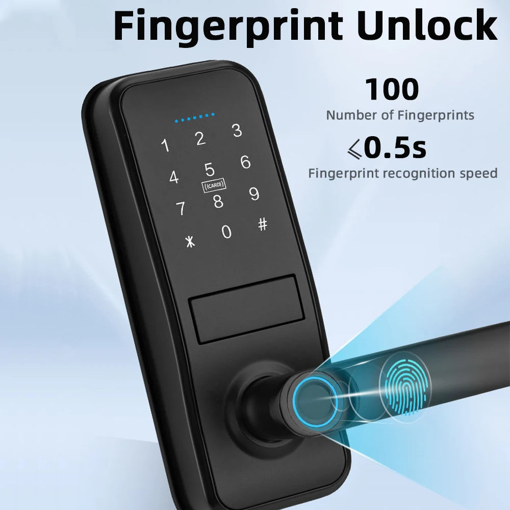 Aluminium Alloy Fingerprint Bluetooth Reversible Handle Door Lock