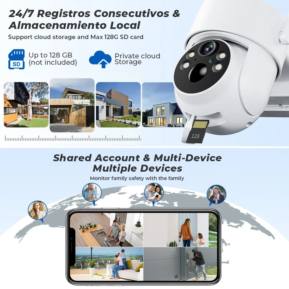 1080p 8MP 4K Solar Wifi Outdoor Dual Lens Surveillance Camera