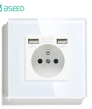 Bseed 16A Glass Panel Single Double Triple Electric Wall Socket