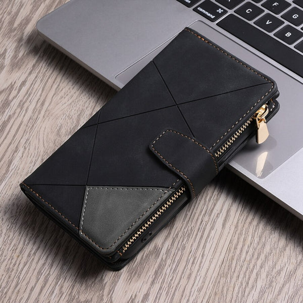 Leather Protective Shockproof Zipper Wallet Case For Xiaomi Phones
