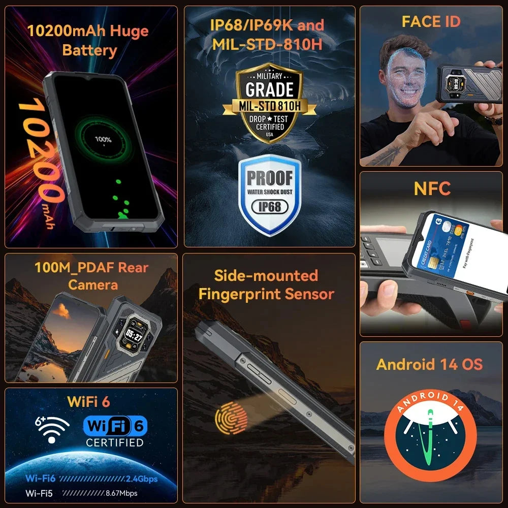 10200mAh 6.72" 256GB Android KINGKONG X PRO 5G Rugged Smartphone
