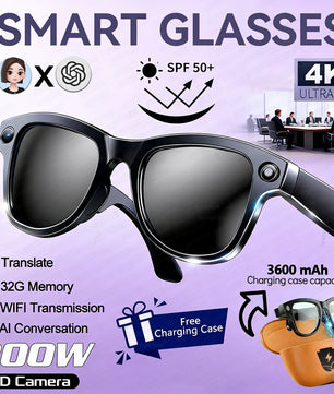 3600mAh 800W 4K Dual Lens Circular Smart AI Music Glasses