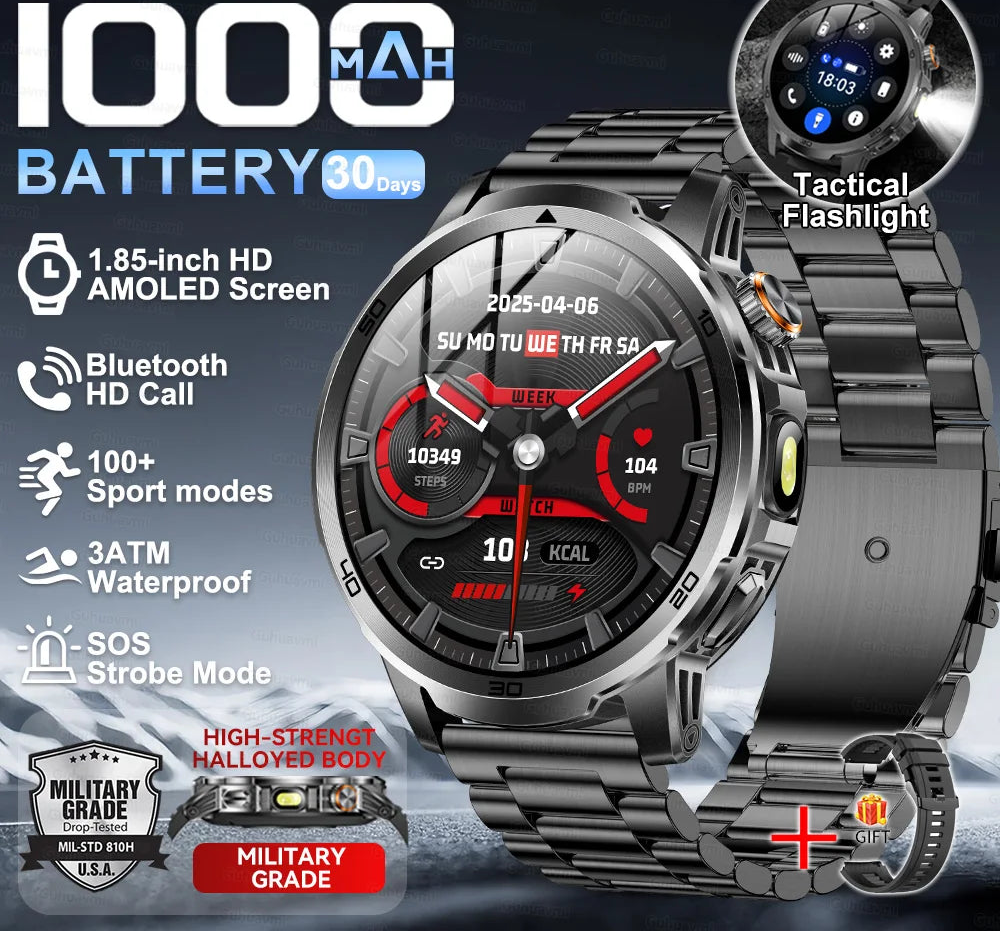 Steel 128MB Waterproof Android Round Shape On-Wrist Smartwatch
