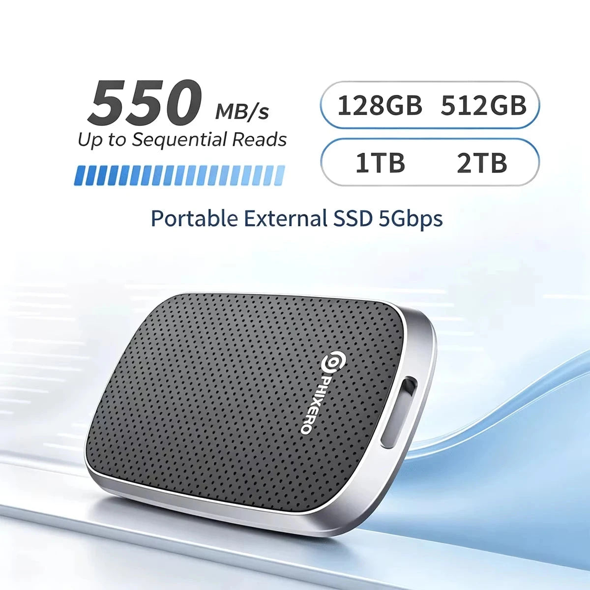 Portable 1TB 550MB/s External Solid State Drive for Laptops