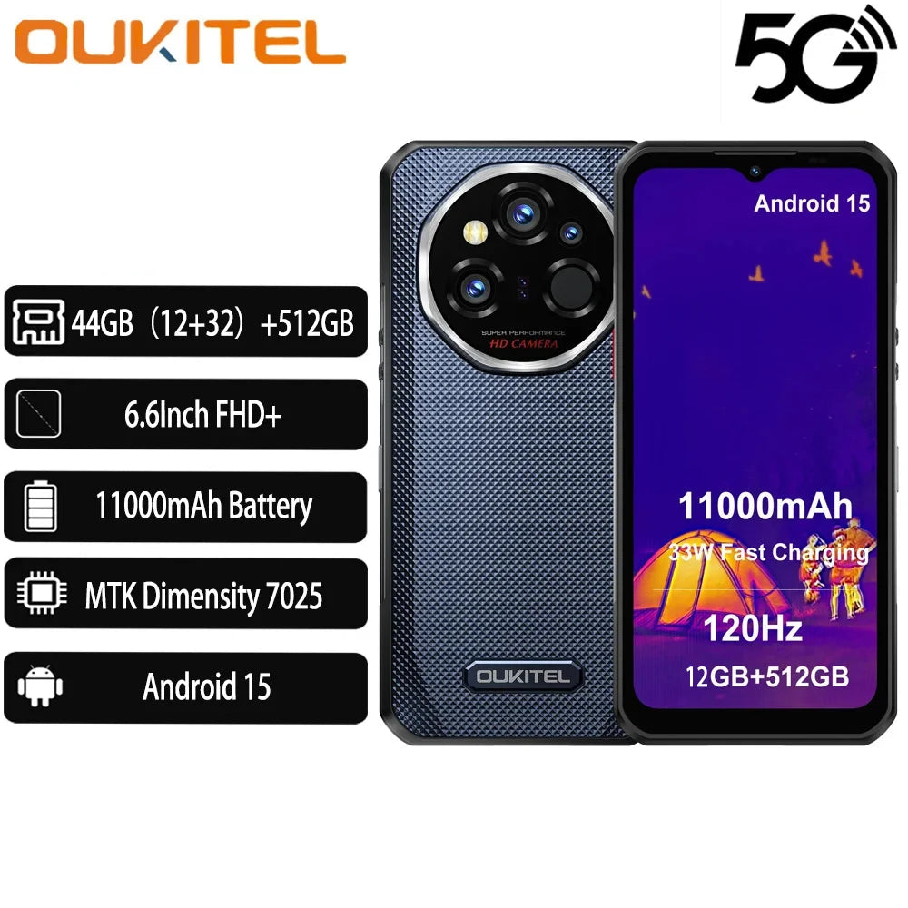 11000mAh WP55 Ultra 5G Rugged Water Drop Screen Smartphone