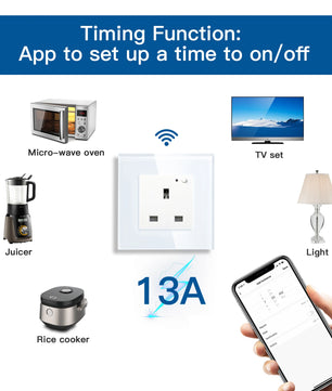 Bseed 13A Glass Panel Wireless WIFI Control Smart Power Socket