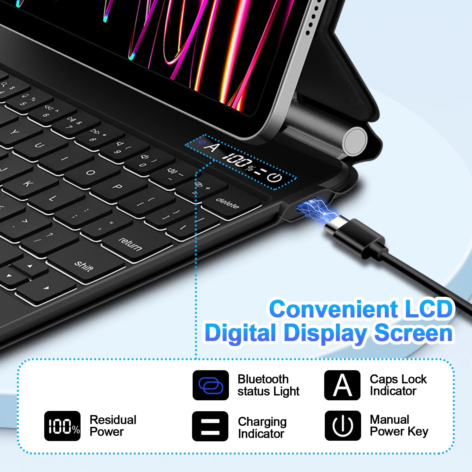 Wireless 11 Inches Magnetic Magic Keyboard Case for Apple iPad