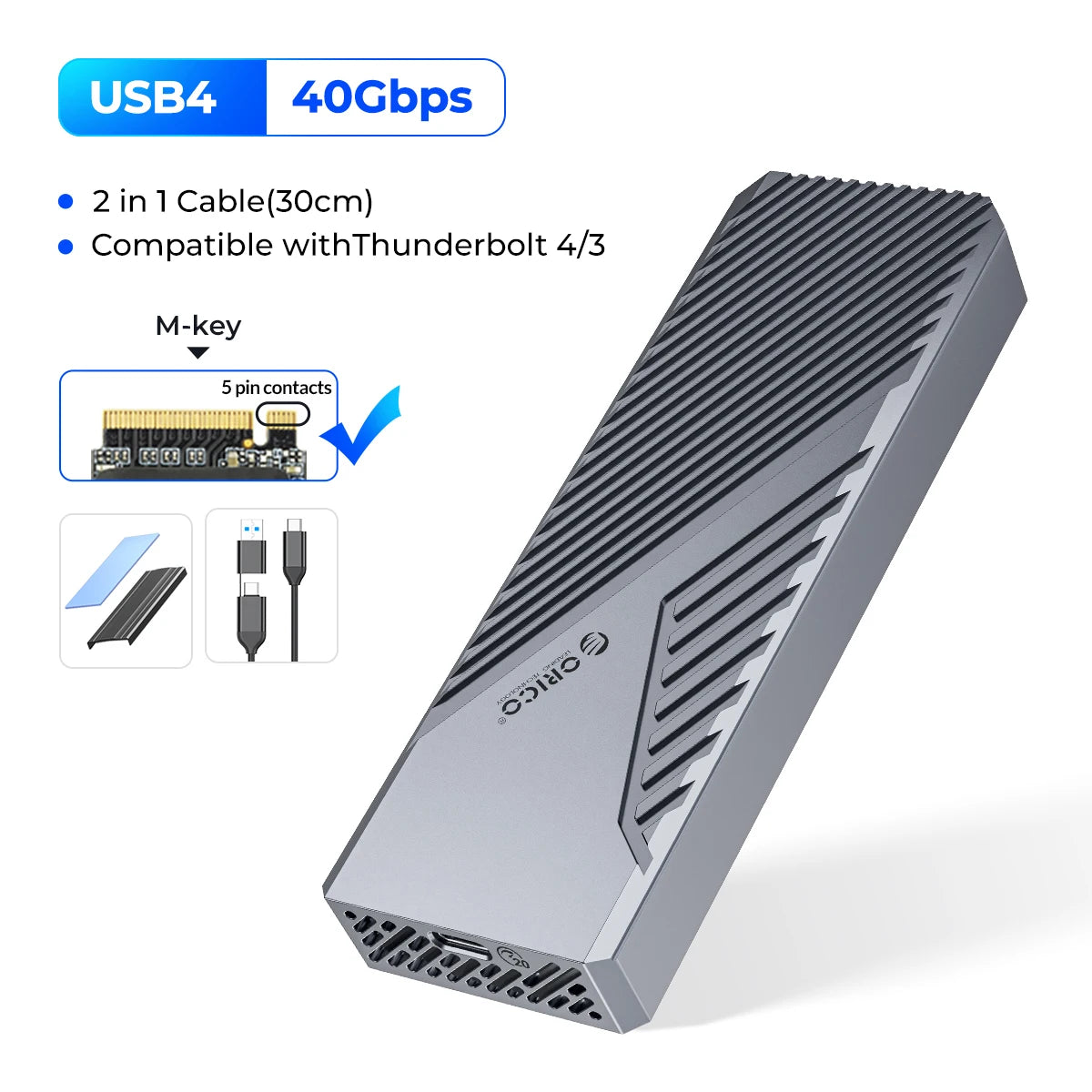 Aluminum Alloy 40Gbps 8TB PCIe4.0 NVME Solid State Drive