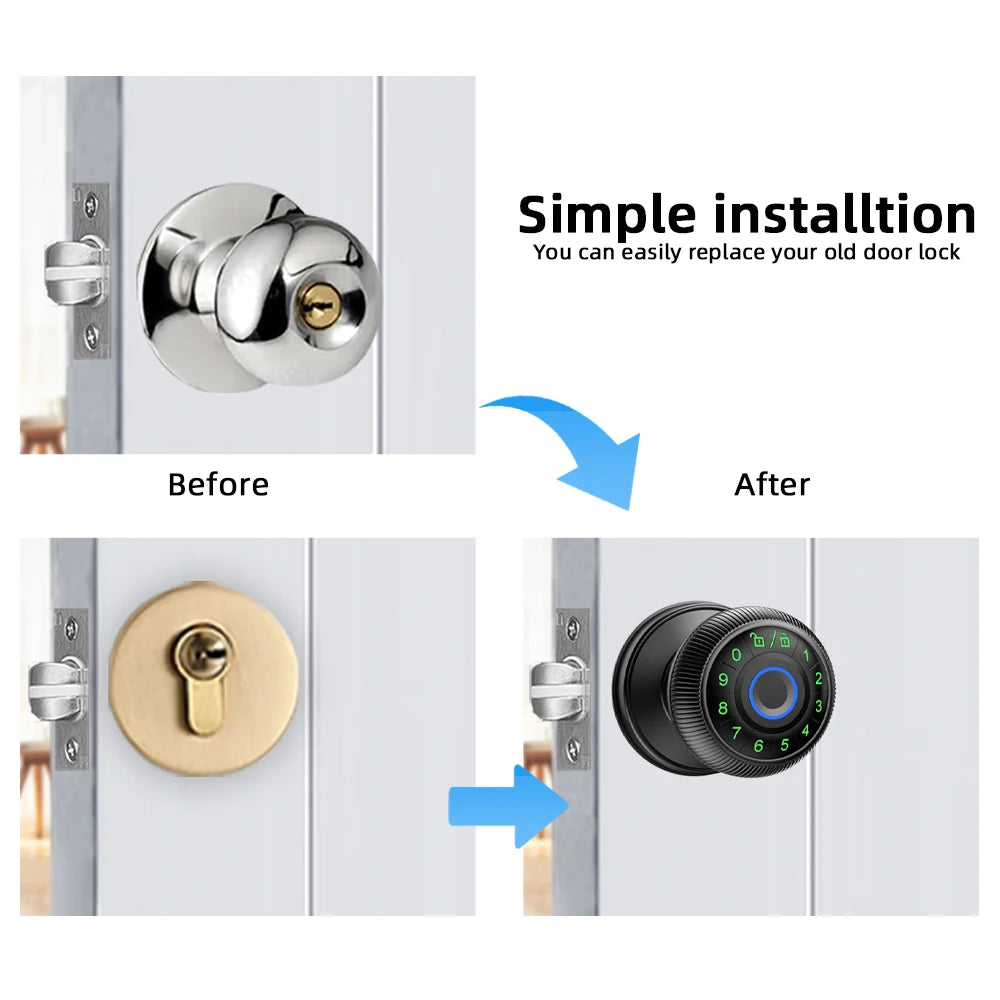 Zinc Alloy Fingerprint Bluetooth Dry Battery Reversible Door Lock