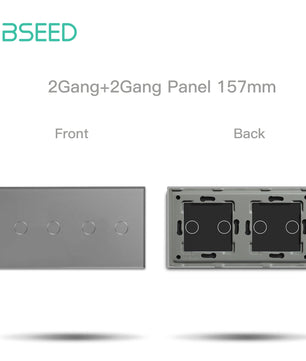 Bseed 10A Alloy 2 Gang Crystal Glass Panel Light Touch Switch