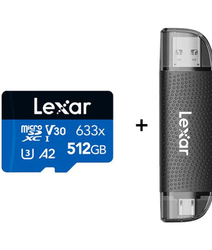 64GB - 512GB 633X V30 C10 U3 Micro SD Card Reader