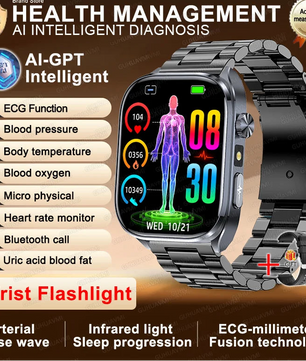 Fine Steel Waterproof Android Square Shape On-Wrist Smartwatch