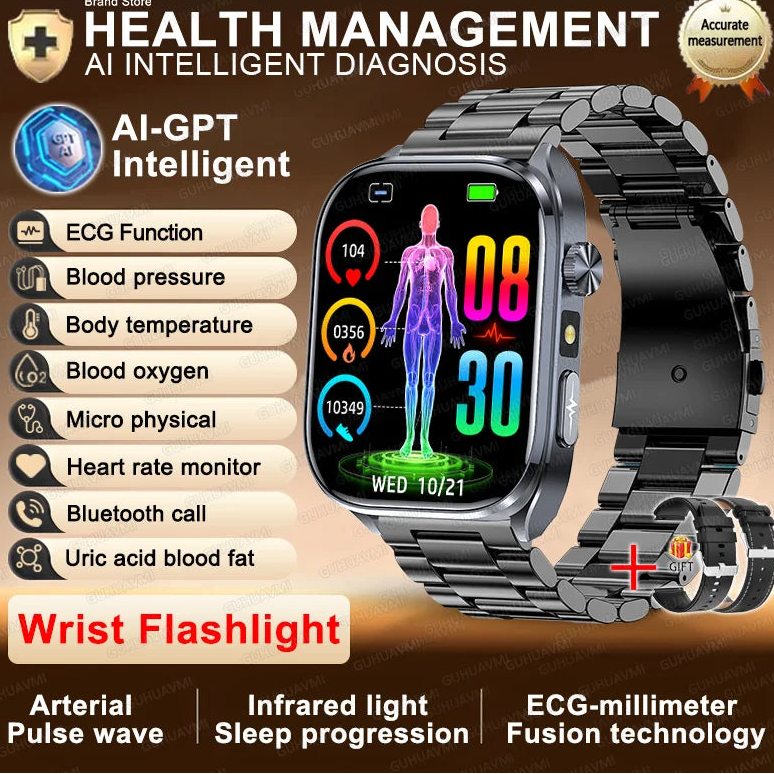 Fine Steel Waterproof Android Square Shape On-Wrist Smartwatch