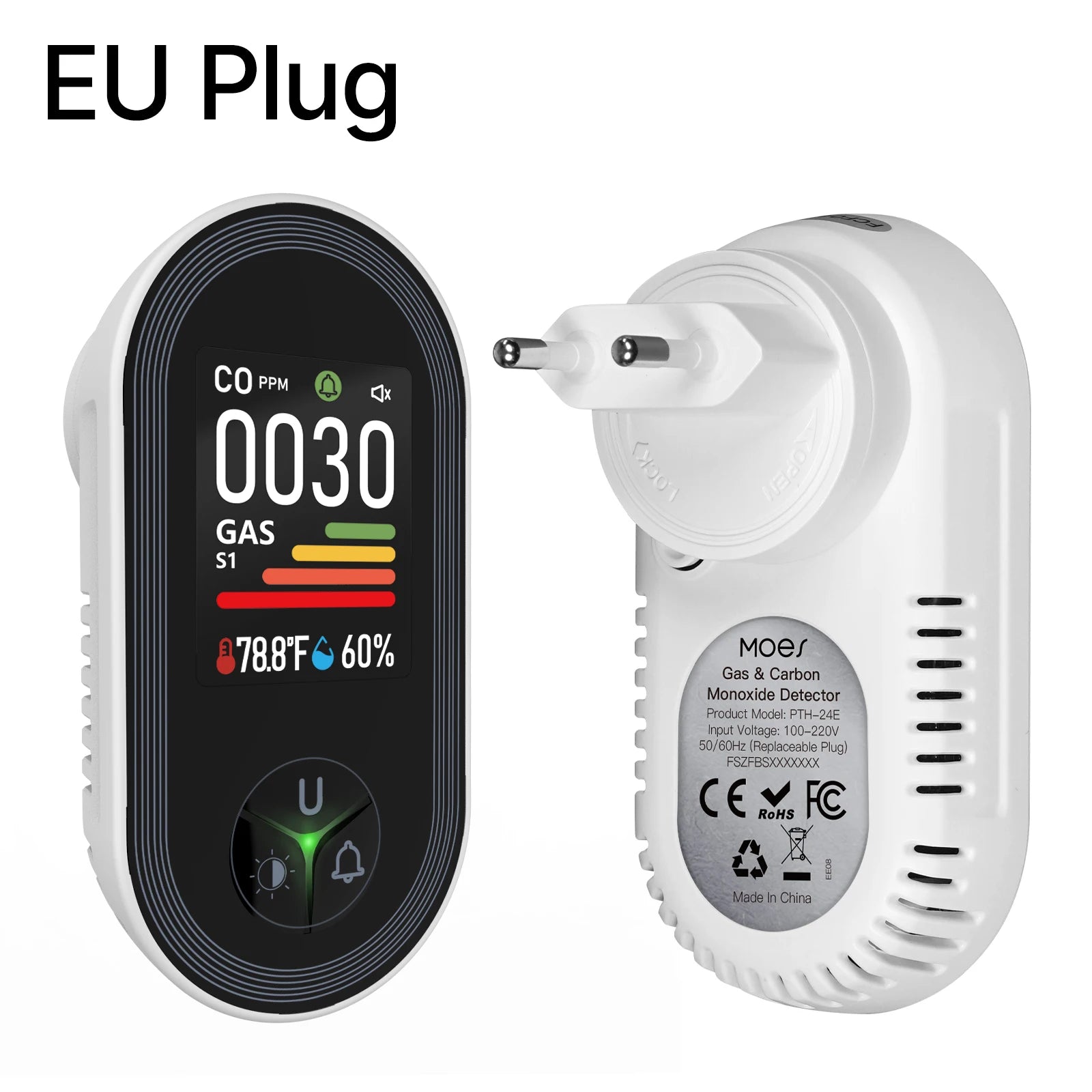 Moes Plastic Temperature Humidity Sensor Carbon Monoxide Detector