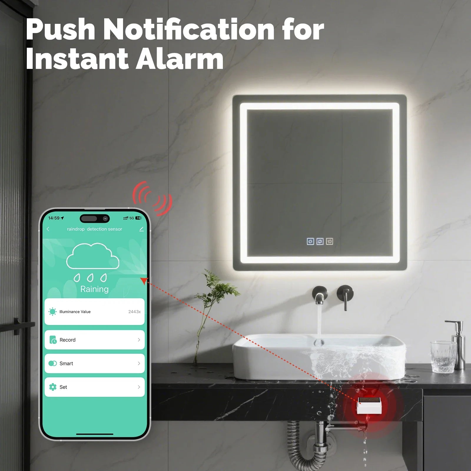 MOES Tuya ZigBee Smart Wireless Waterproof IPX4 Rain & Flood Sensor