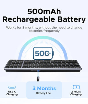 Ugreen 99 Keys USB Rechargeable Bluetooth Wireless Keyboard