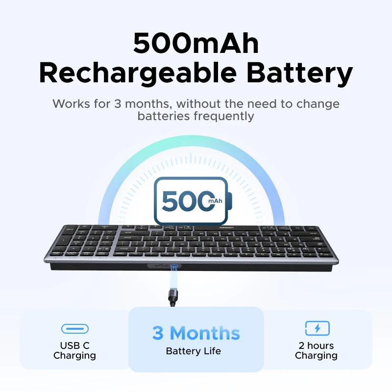 Ugreen 99 Keys USB Rechargeable Bluetooth Wireless Keyboard