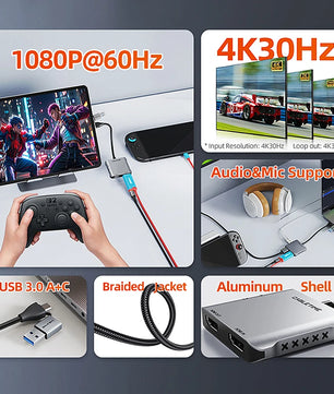 30Hz USB 3.0 HDMI Compatible Gaming Video Capture Card