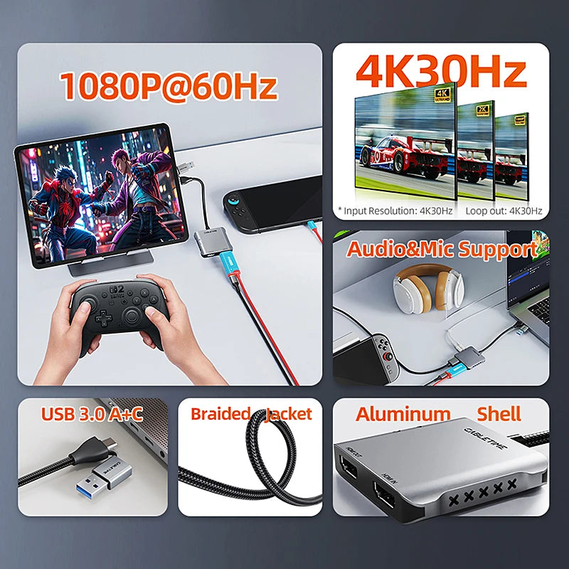 30Hz USB 3.0 HDMI Compatible Gaming Video Capture Card