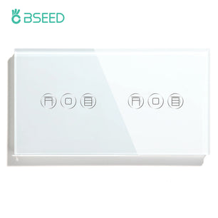 Bseed 10A Alloy 3 Gang Crystal Glass Panel Wall Light Touch Switch