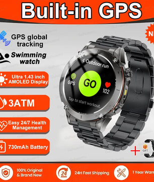 Fine Steel Waterproof Android Round Shaped Bluetooth Smartwatch