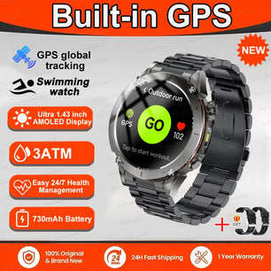 Fine Steel Waterproof Android Round Shaped Bluetooth Smartwatch