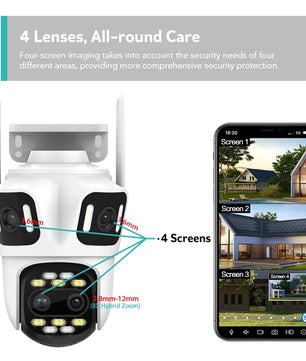 Boavision 12MP WIFI 4 Screen Auto Tracking Security Dome Camera