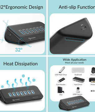 10Gbps Aluminum Alloy USB 3.2 Multi Port Docking Station Hub