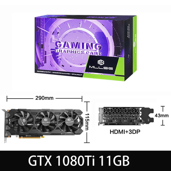 11GB GTX1080TI Series GDDR5X Triplet Fans Graphics Card For PC
