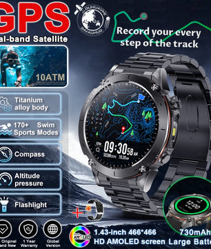 Fine Steel Waterproof Android Round Shaped Amoled Screen Smartwatch