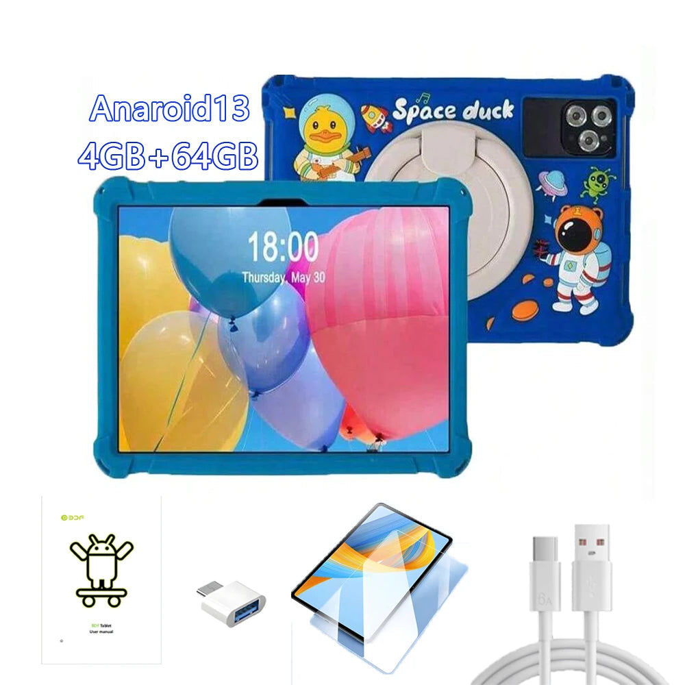 Sauenaneo 10.1-inch Kids Tablet 64GB Dual SIM Card With Case