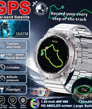 Fine Steel Waterproof Android Round Shaped Amoled Screen Smartwatch