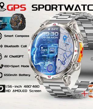 Steel Android Round Shape Waterproof On-Wrist Smartwatch