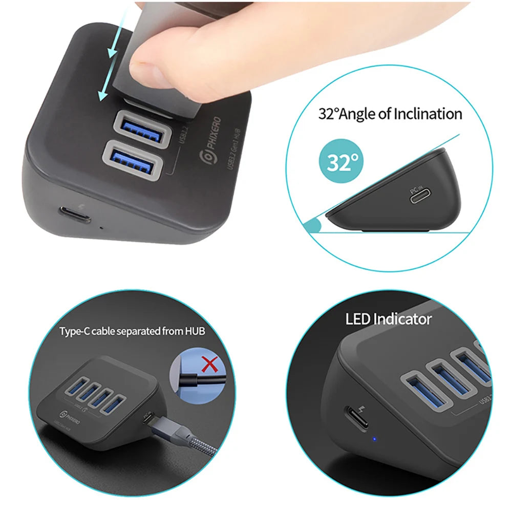 Aluminum Alloy USB 3.2 Type-C Multi Ports Docking Station HUB