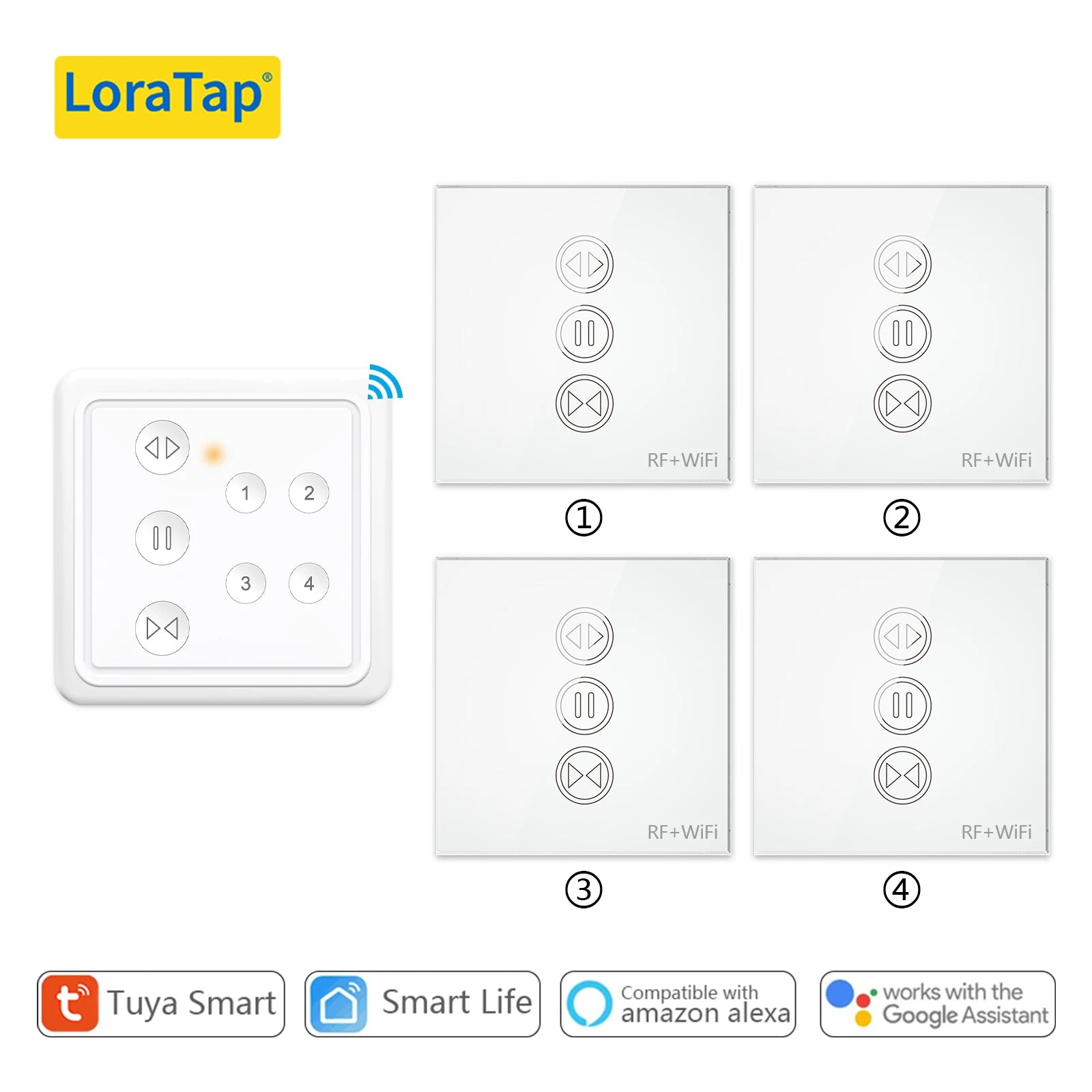 LoraTap 250V 600W Plastic WiFi Rolling Blinds Curtain Switch