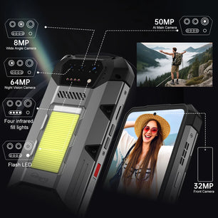 23800mAh 512GB Android Hike 4G Rugged Type-C Smartphone