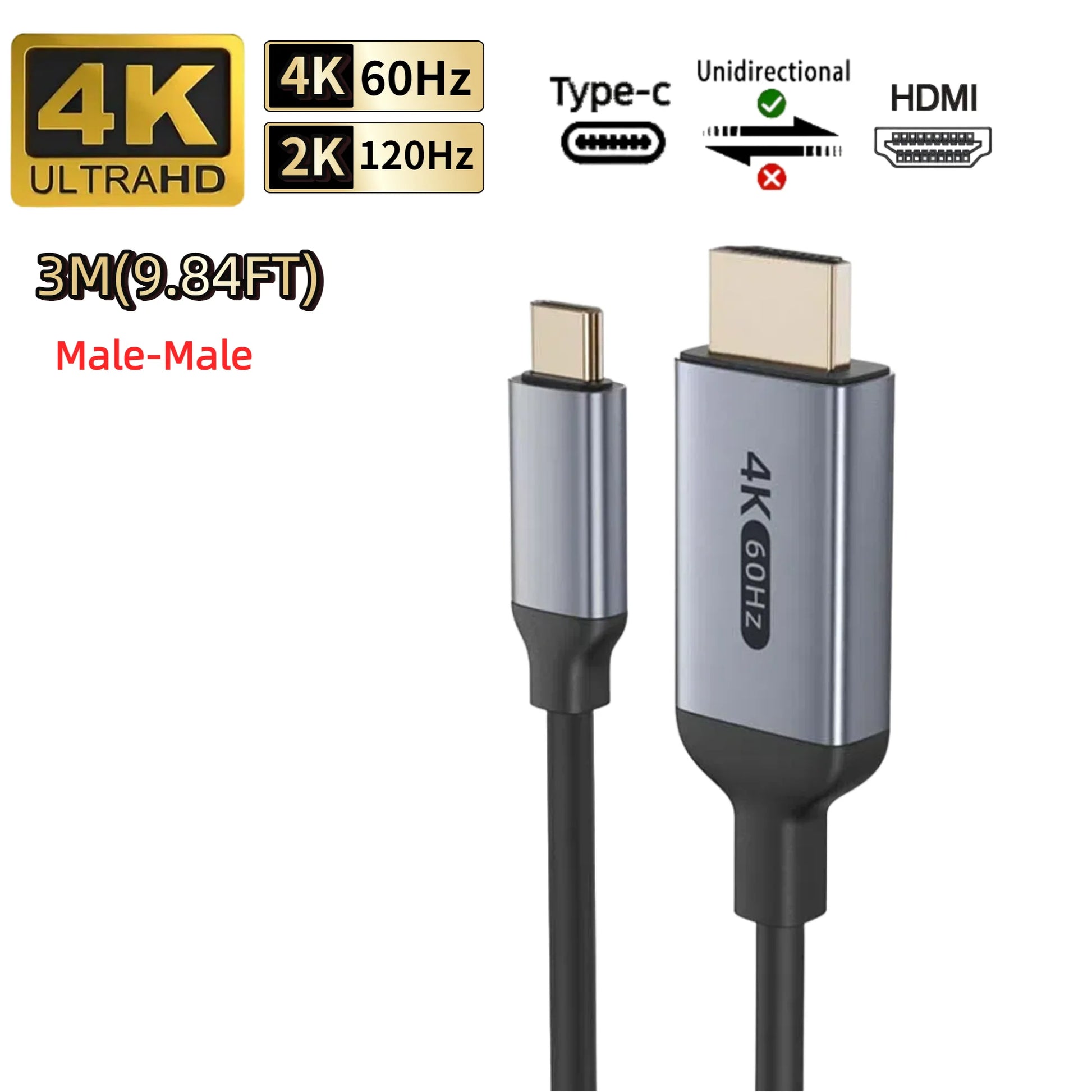 Aluminium 6mm HDMI-Compatible 1.4 Cable For MacBook