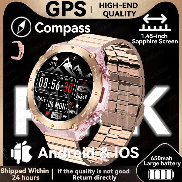 Silica Gel Waterproof Android Round Shaped Amoled Screen Smartwatch
