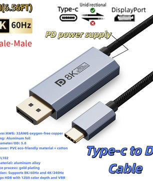 Aluminium 6mm 240Hz Display Port Extension Cable For MacBook