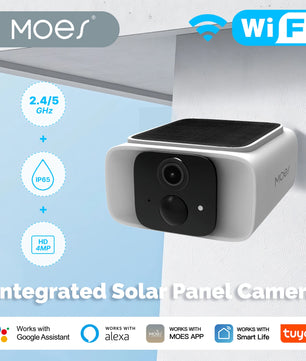 MOES 2.4GHz Smart WiFi Solar Panel Camera with Alexa Google Home