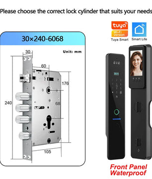 Wifi R2 IP66 Waterproof Fingerprint Electronic Lock With Camera