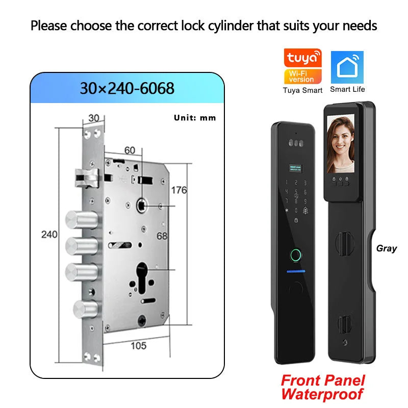 Wifi R2 IP66 Waterproof Fingerprint Electronic Lock With Camera