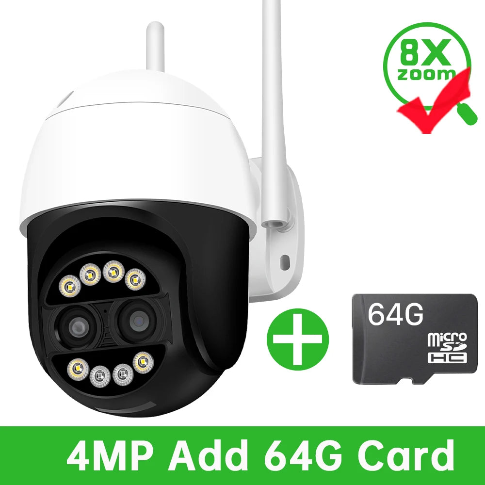 IP66 8MP Dual Lens Night Vision Auto Tracking Surveillance Camera
