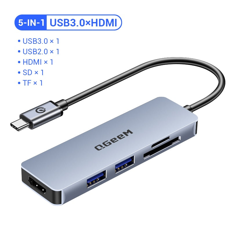 Aluminum Alloy USB 3.1 HDMI Type-C Compatible Docking Station Hub