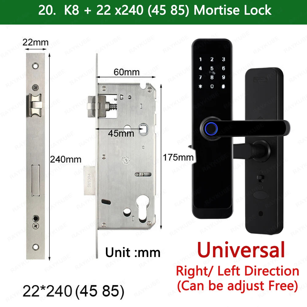 Wifi Smart Fingerprint Digital Electric Door Lock with Longer Handle Panels