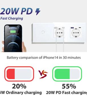 Bseed 10A Alloy 3 Gang Touch Switch With Double Wall Socket