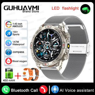 Stainless Steel Waterproof Android Round Shaped Bluetooth Smartwatch