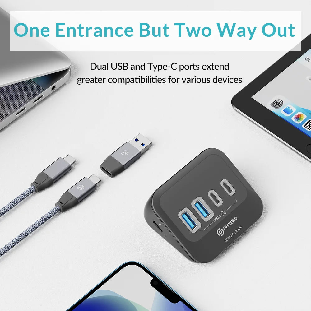 10Gbps Aluminum Alloy USB 3.2 Multi Port Docking Station Hub