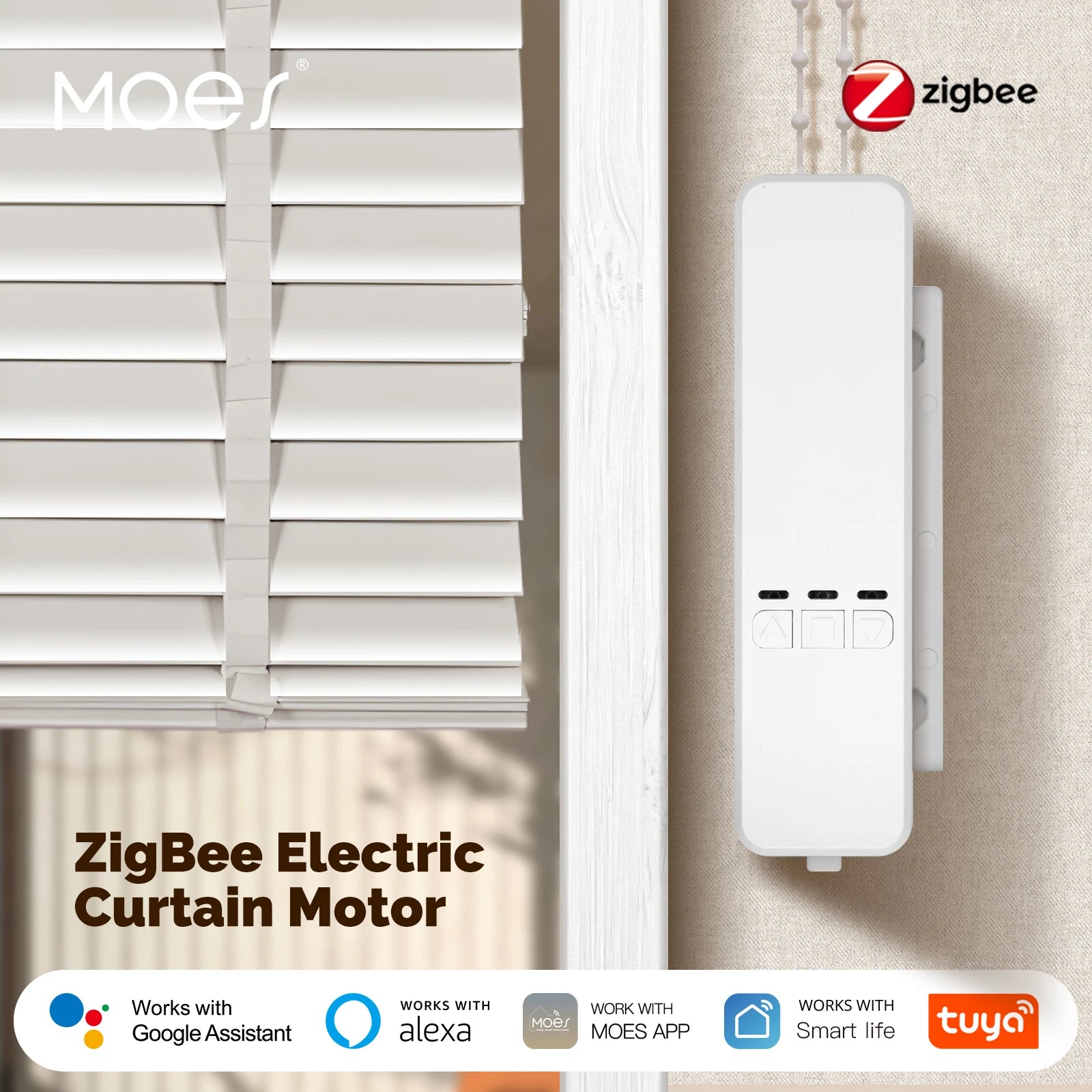 MOES Zigbee Smart Electric Curtain Motor with App and Voice Control