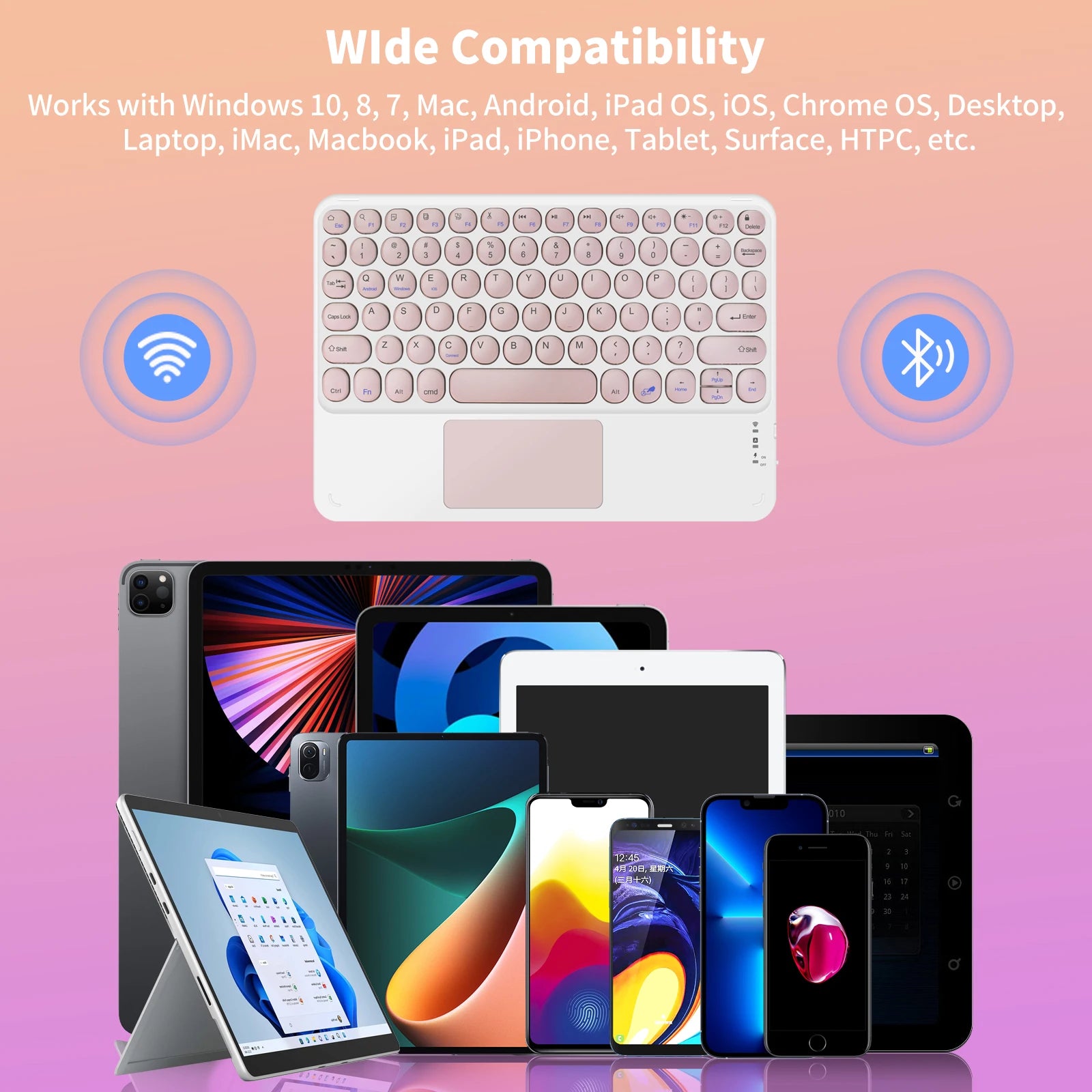 Plastic 2.4G Rechargeable Bluetooth Wireless Keyboard Mouse Kit